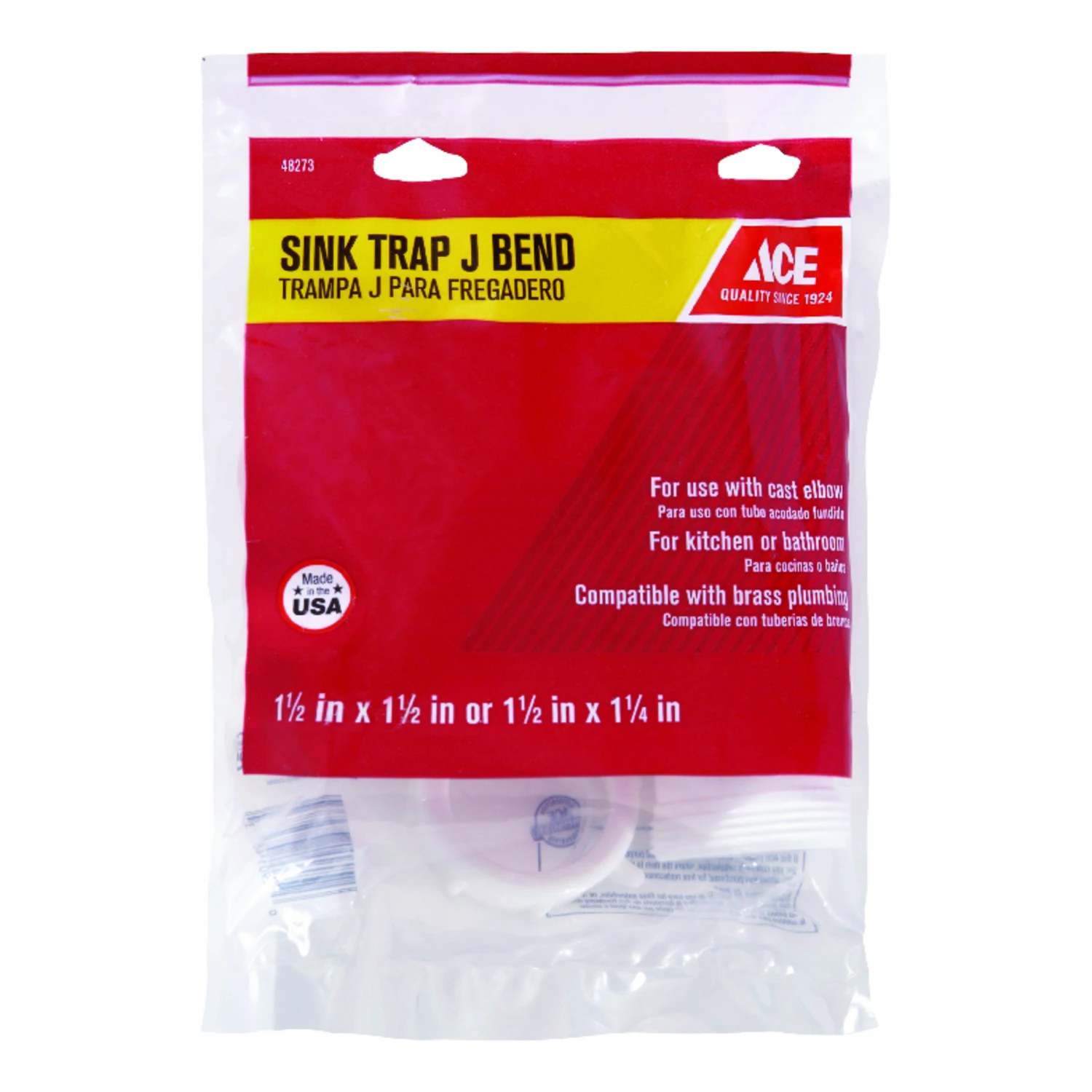 1-1/2 In. Plastic J-bend Sink Trap For Kitchen And Bathroom