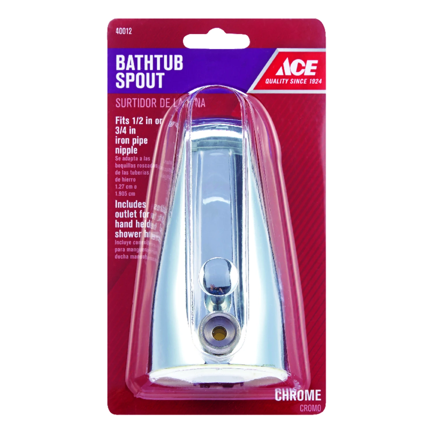 Chrome Plated Bathtub Diverter Spout For 1/2" And 3/4" Ips