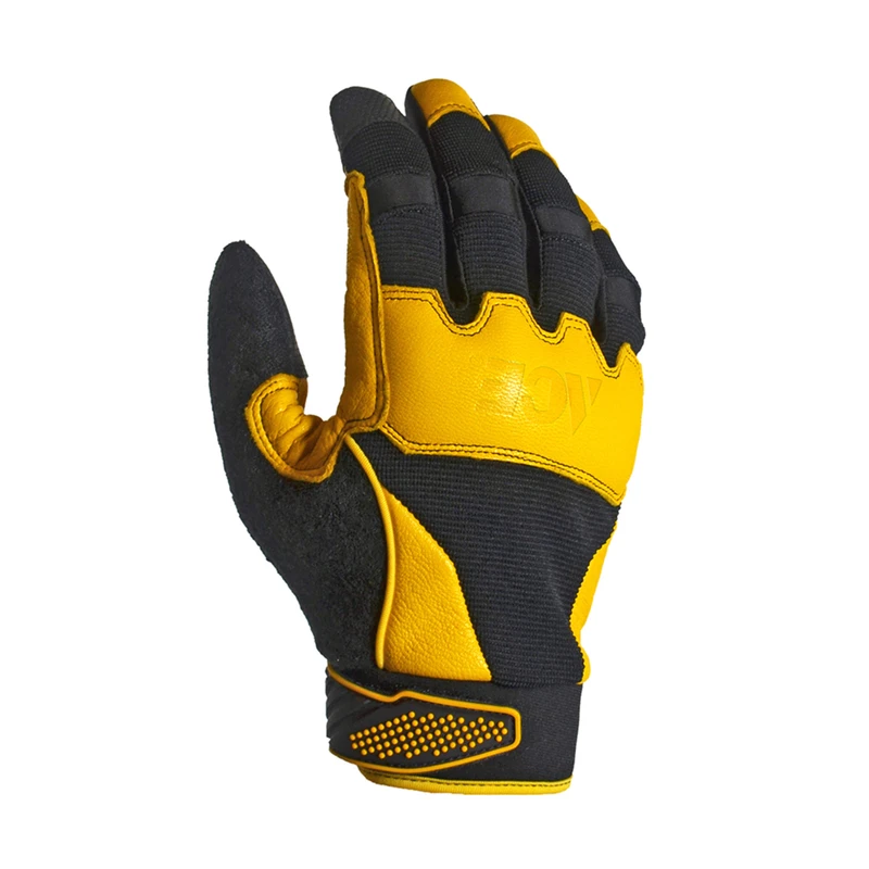 Men's Medium Goatskin Leather Indoor/outdoor Work Gloves Black/yellow