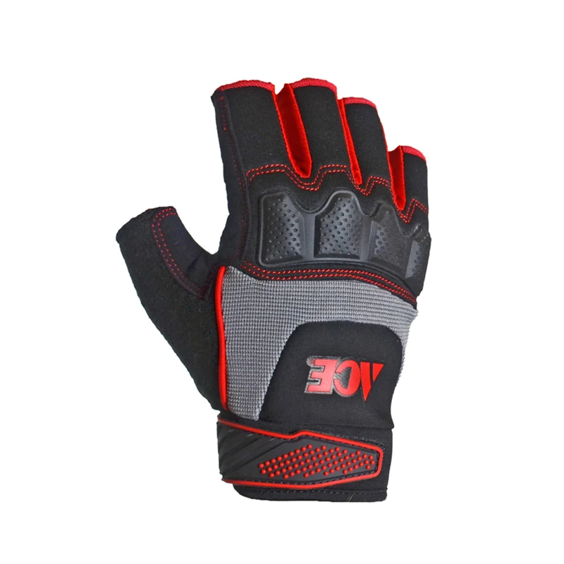 Men's Indoor/outdoor Synthetic Leather Fingerless Work Gloves Black And Gray Large