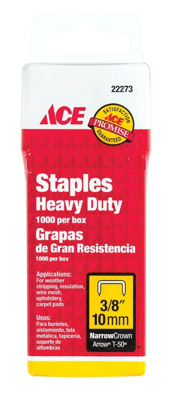 3/8 In. L Heavy Duty Narrow Crown Steel Staples 1000 Pk, Model 22273ace