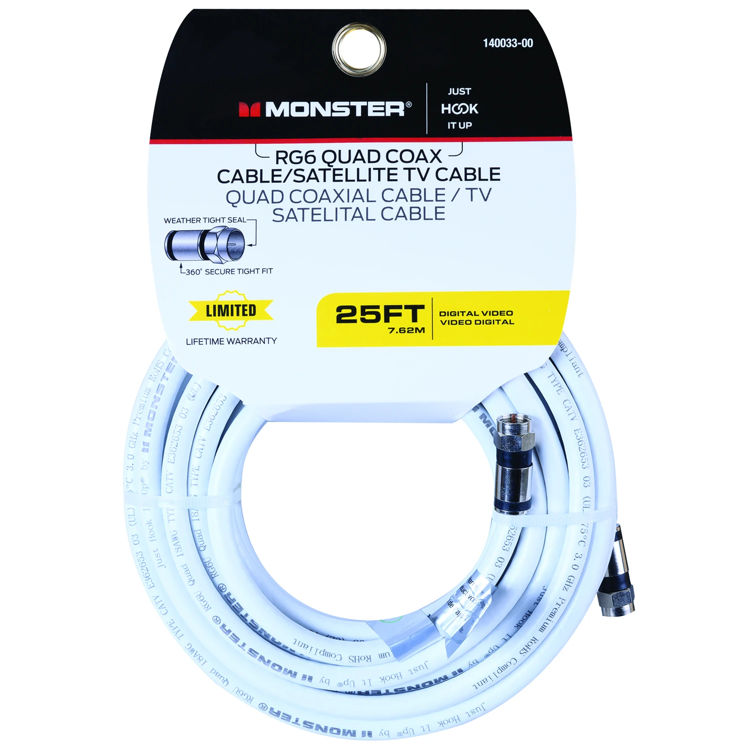 Just Hook It Up 25 Ft. Weatherproof Video Coaxial Cable Rg6 Quad
