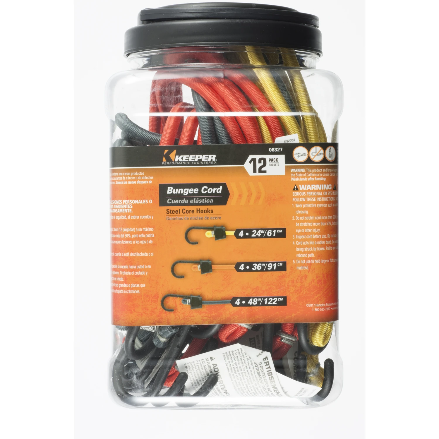 BUNGEE CORD ASSRTED 12PK