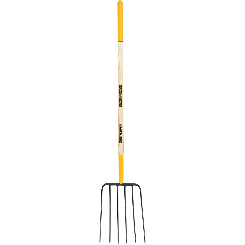 6-tine Manure Fork With 48 In. Hardwood Handle For Garden And Farm Use