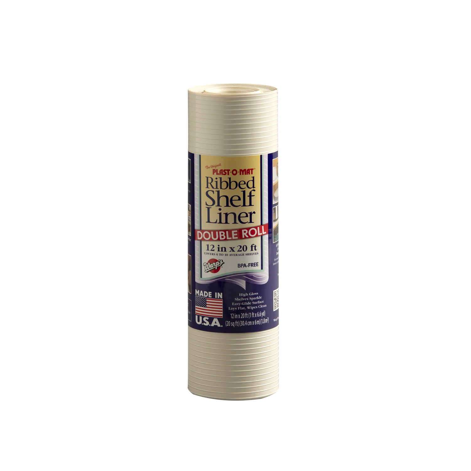 Plast-o-mat 20 Ft. L X 12 In. W Bisque Non Adhesive Ribbed Shelf Liner