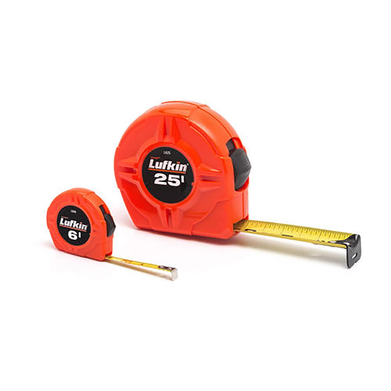 Lufkin 25 Ft And 6 Ft Tape Measure Set 2 Pk With Belt Clip, Lockable, Orange