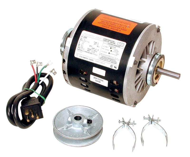 3/4 Hp Black Metal Evaporative Cooler Motor Kit With Adjustable Pulley And Cord