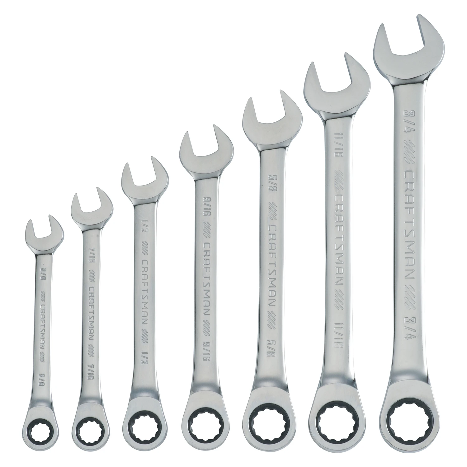12 Point Sae Ratcheting Combination Wrench Set 7 Piece Set