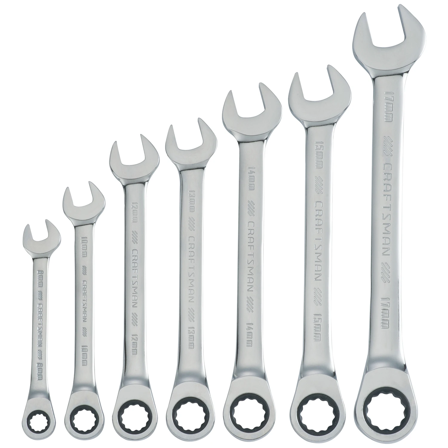 7 Piece Metric Ratcheting Combination Wrench Set For Automotive And General Use
