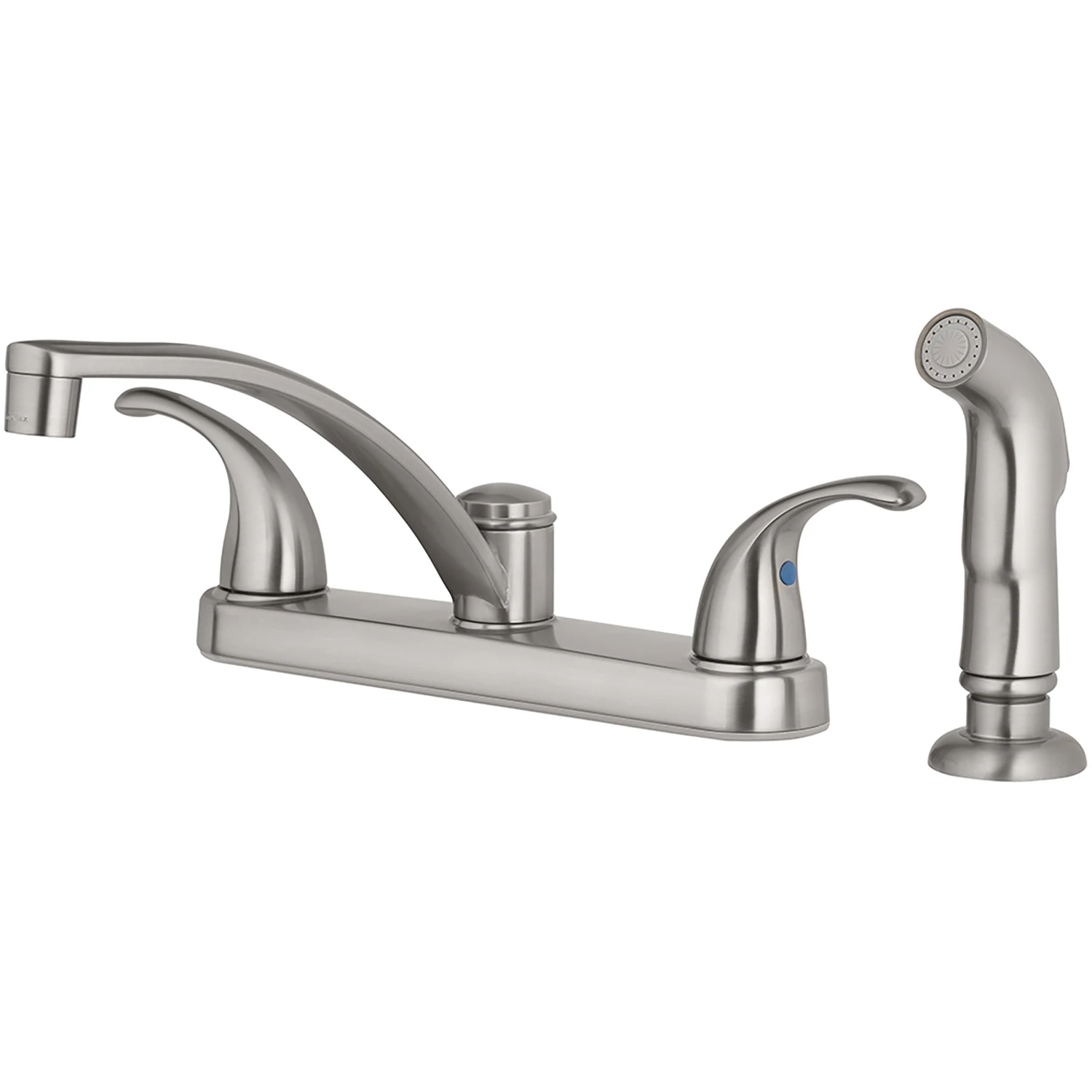 Coastal Two Handle Brushed Nickel Kitchen Faucet With Side Sprayer