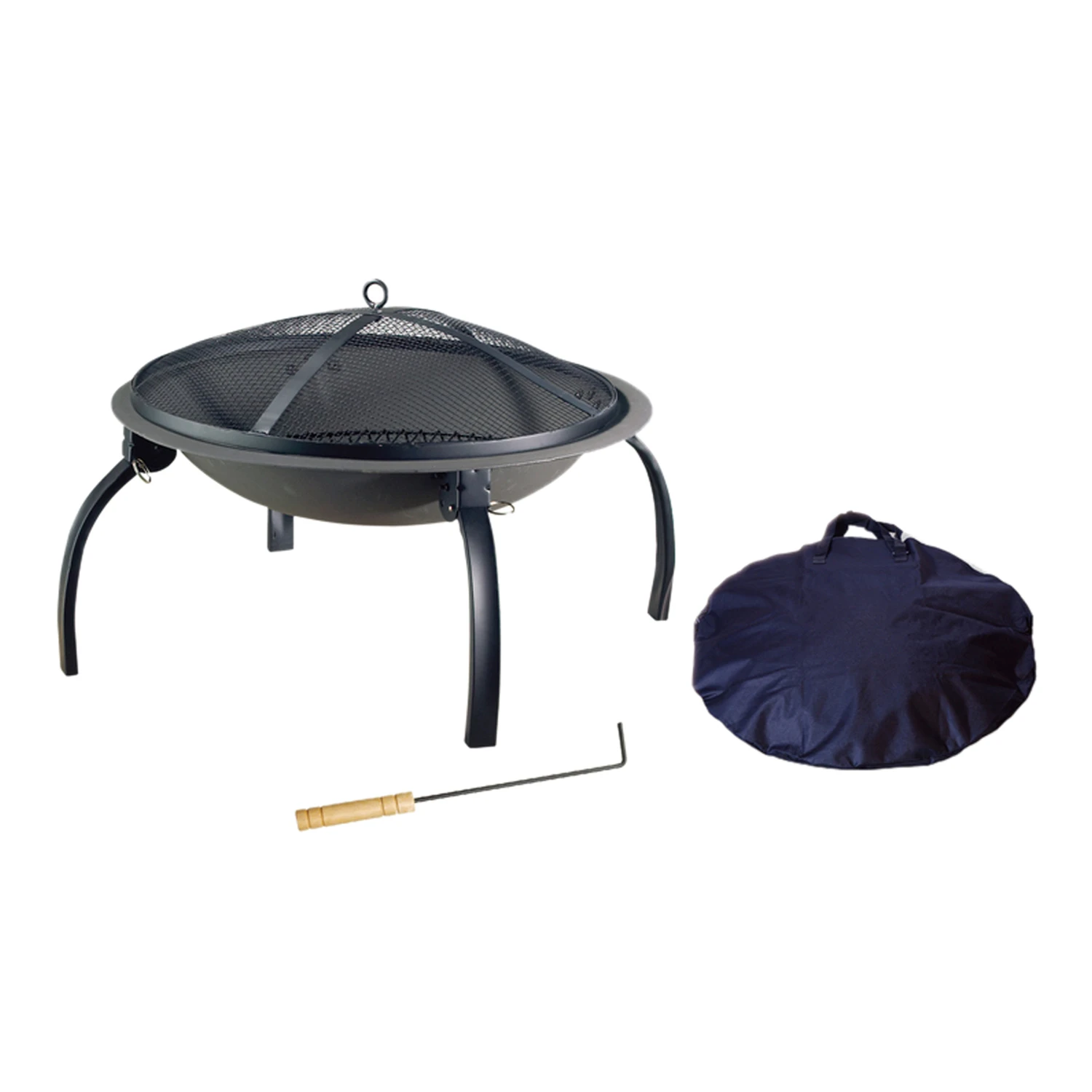 29.5 In. W Portable Steel Round Wood Fire Pit With Carry Bag
