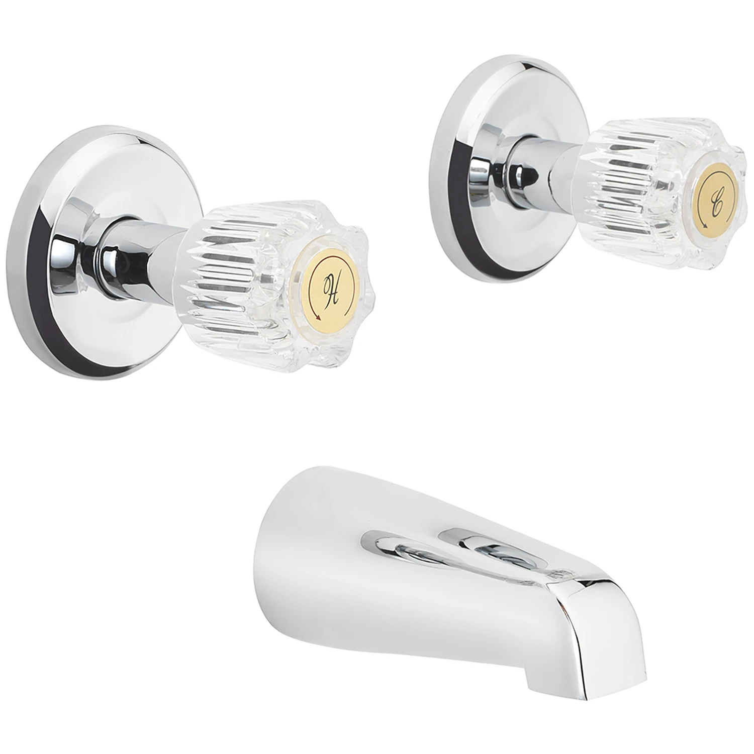 2-handle Chrome Bath Faucet With Acrylic Handles And Diverter