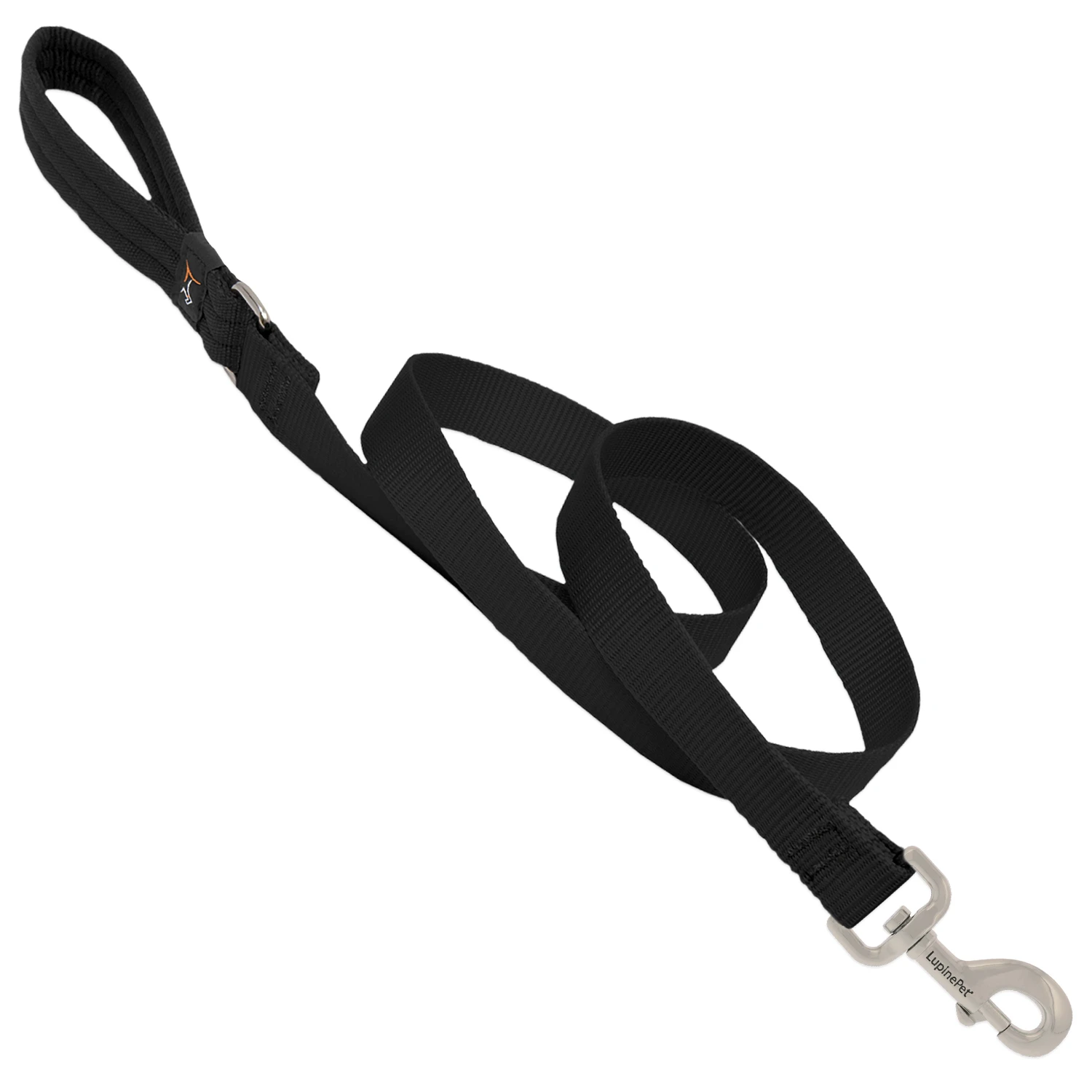 Lupine Pet Basic Solids Black Nylon Dog Leash 6ft X 1in With Padded Handle