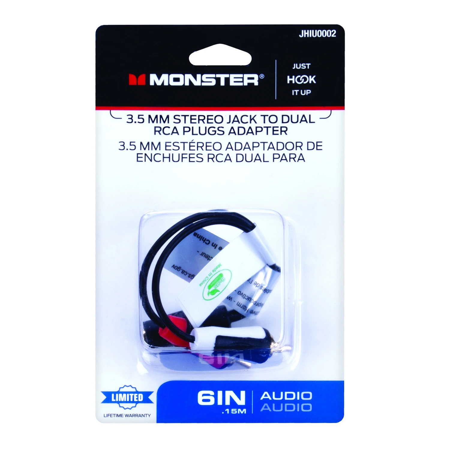 ADAPTR 3.5MM TO 2-RCA 6"