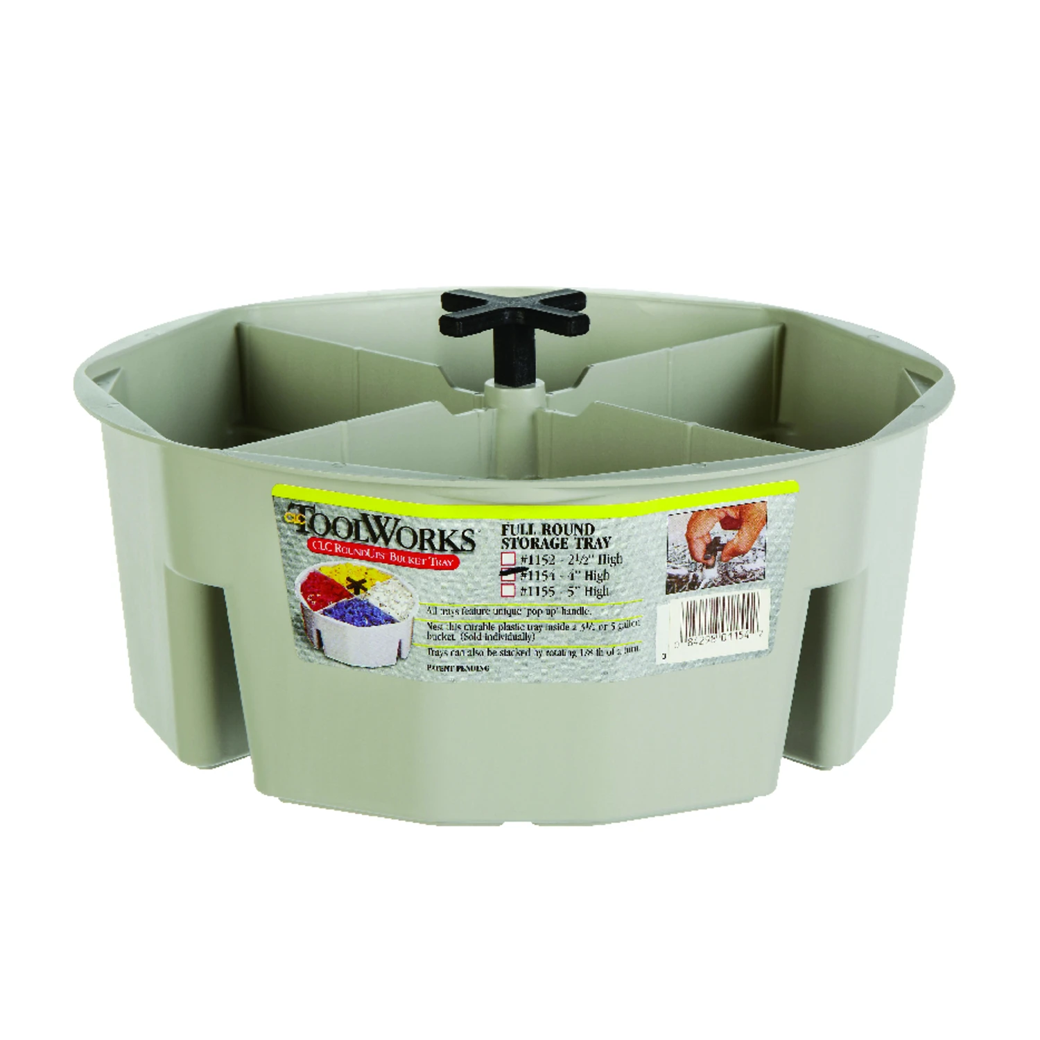 10.5 In. Plastic Bucket Tray With 4 Compartments - Model 1154 - Black