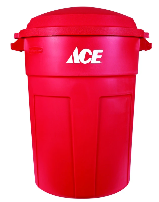 32 Gallon Red Plastic Garbage Can With Lid Included
