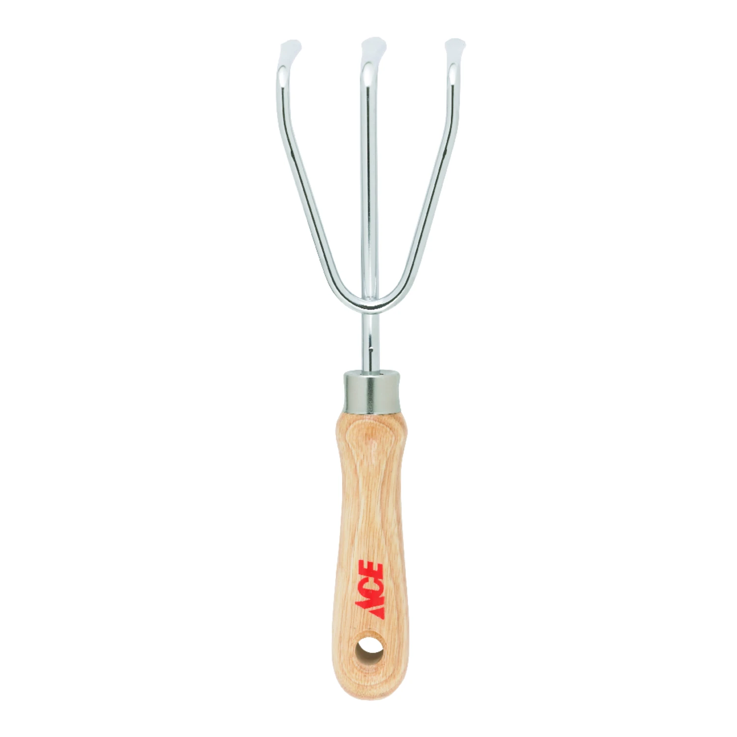 12 Inch Steel Hand Cultivator With Wood Handle And Chrome Plated Tines