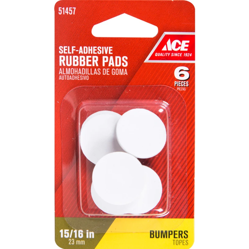 Ace Rubber Self Adhesive Pad Brown Round 15/16 in. W 6 pk
