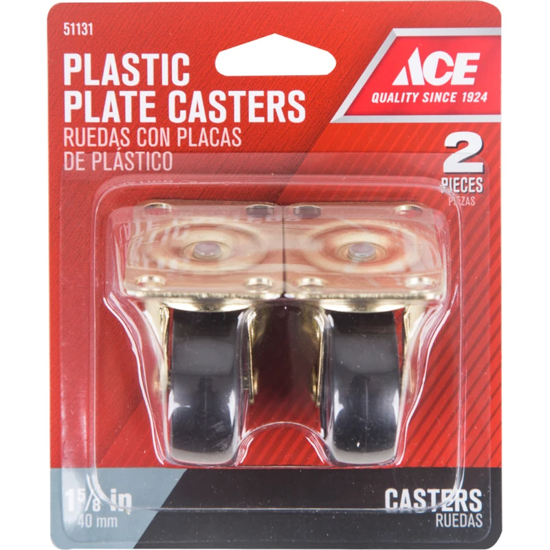 Ace 1-5/8 in. Dia. Swivel Plastic Caster Wheel with Plate 50 lb. 2 pk