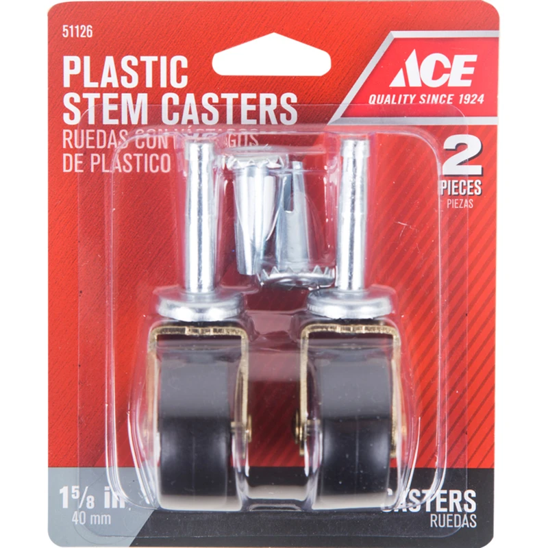 Ace 1-5/8 in. Dia. Swivel Plastic Caster Wheel with Stem 50 lb. 2 pk