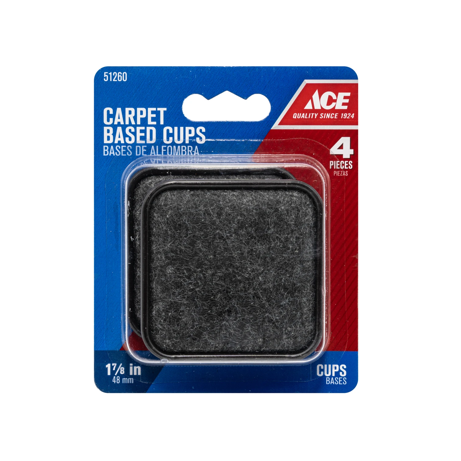 Ace Plastic Caster Cup Brown/Walnut Square 1-7/8 in. W x 1-7/8 in. L 4 pk