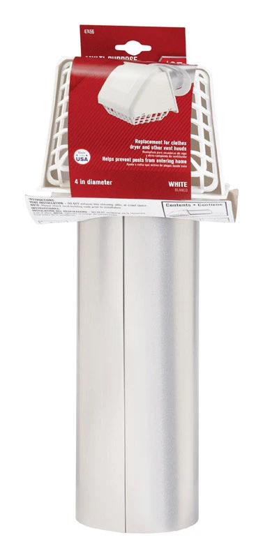 4 In. W X 6 In. L White Plastic Dryer Vent Hood With Bird Guard