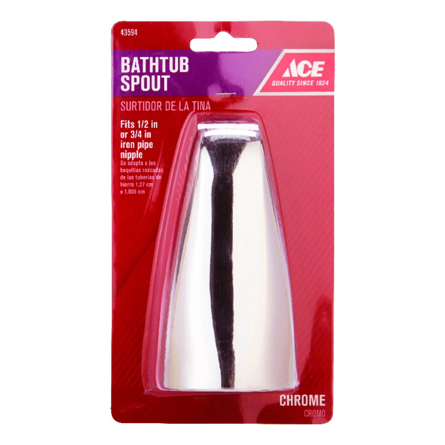 Chrome Plated Bathtub Spout For 1/2in And 3/4in Ips Pipe - Model Ace825-30