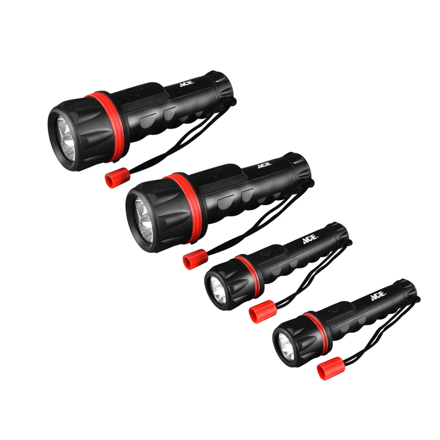 25 Lumen Black And Red Led Flashlight With Aa And D Battery Compatibility