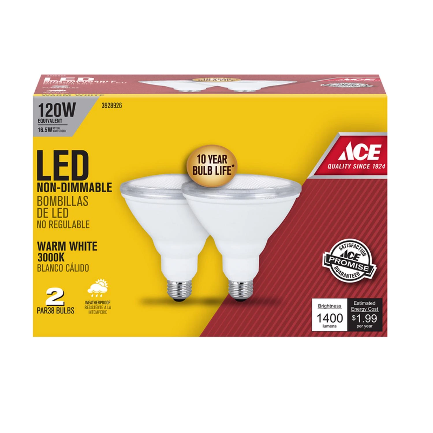 PAR38 E26 (Medium) LED Bulb Warm White 120 Watt Equivalence (Pack of 2 )