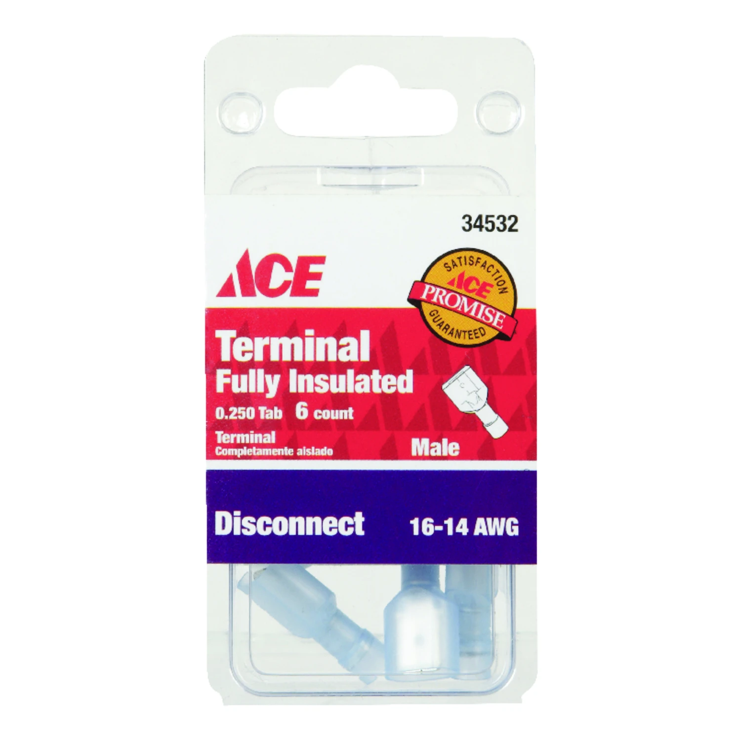 Ace Insulated Wire Male Disconnect Blue 10 pk