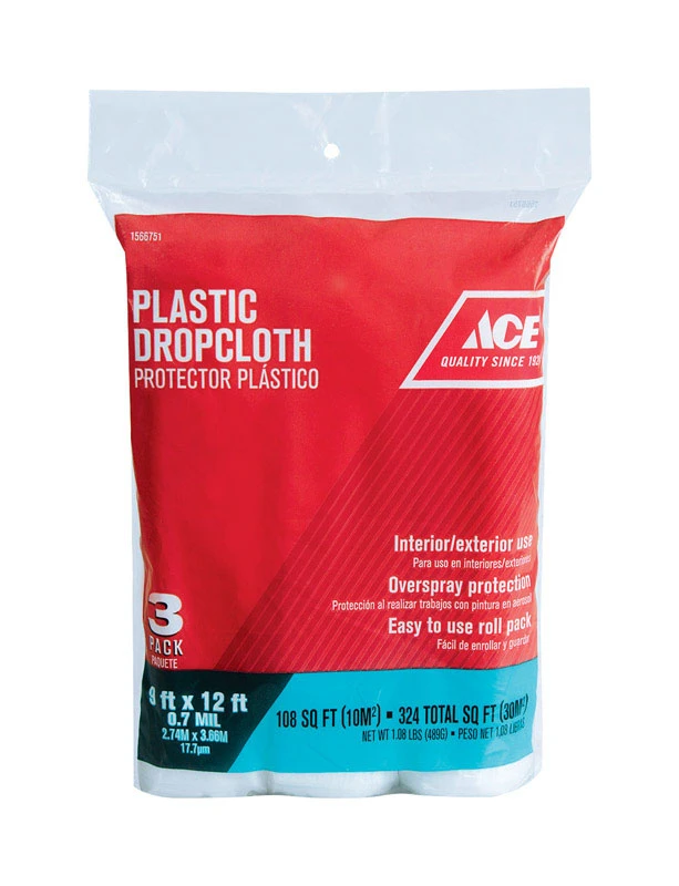 ACE 9 ft. W x 12 ft. L x 0.7 mil Plastic Drop Cloth 3 pk