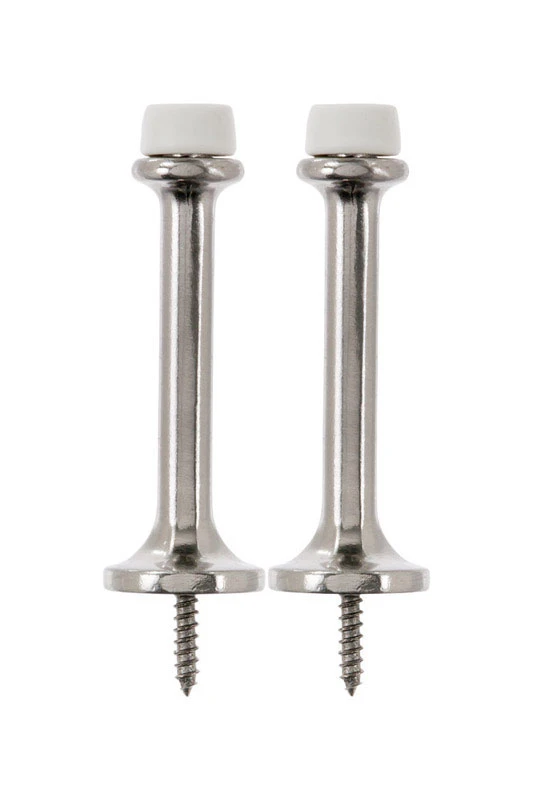 2.75 In. Satin Nickel Metal Rigid Door Stop - Wall And Door Mount