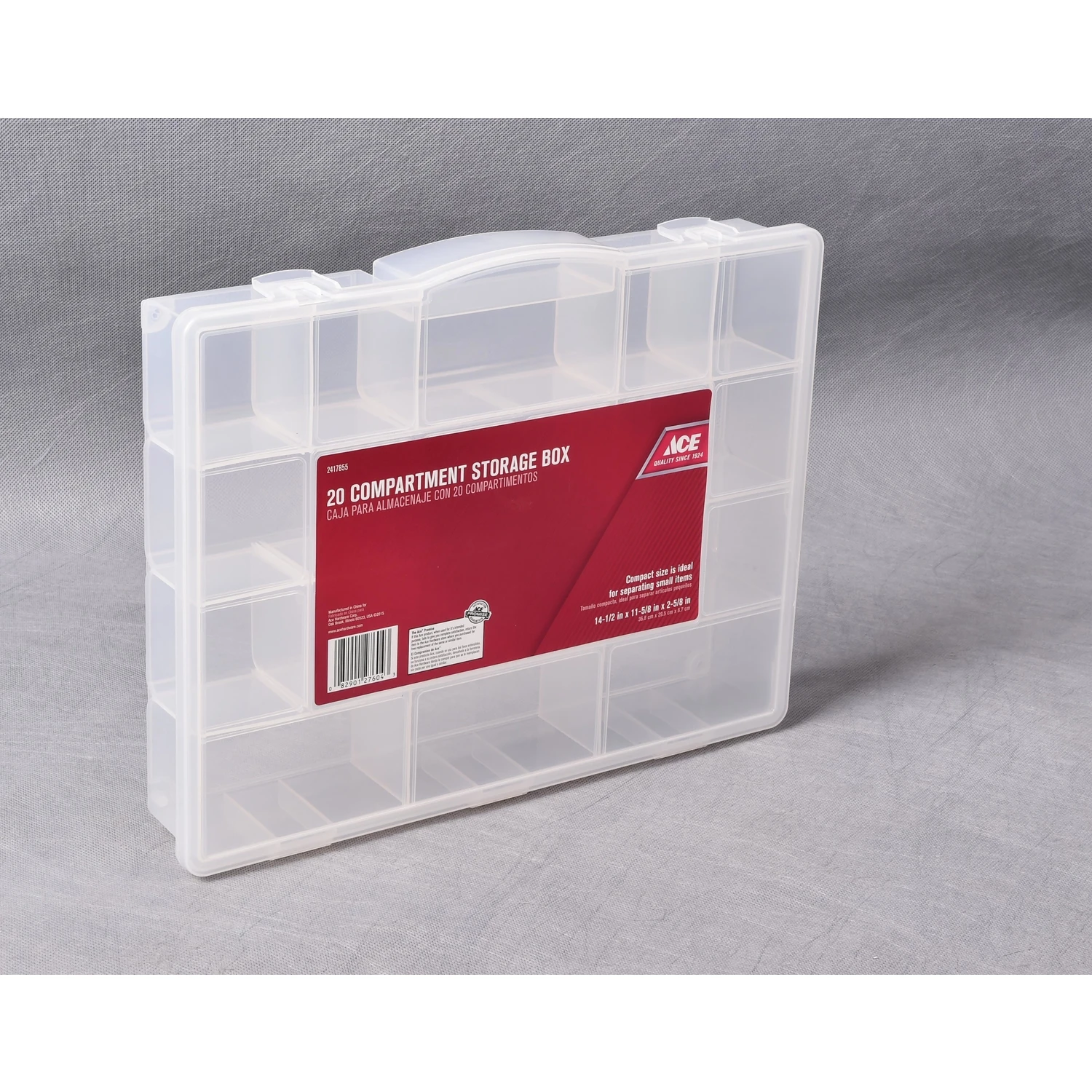 11-5/8 In. L X 14-1/2 In. W X 2-11/16 In. H Clear Plastic Storage Box With 20 Compartments
