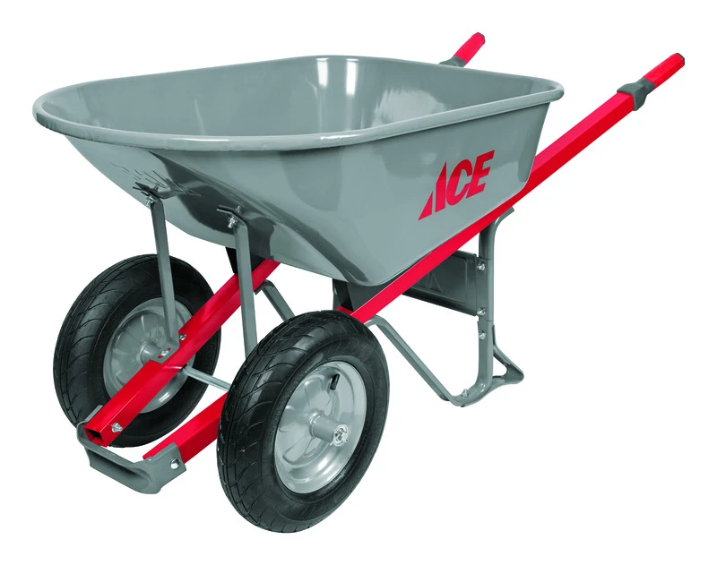 Steel Contractor Wheelbarrow 6 Cubic Feet With Dual Wheels And Comfort Grips