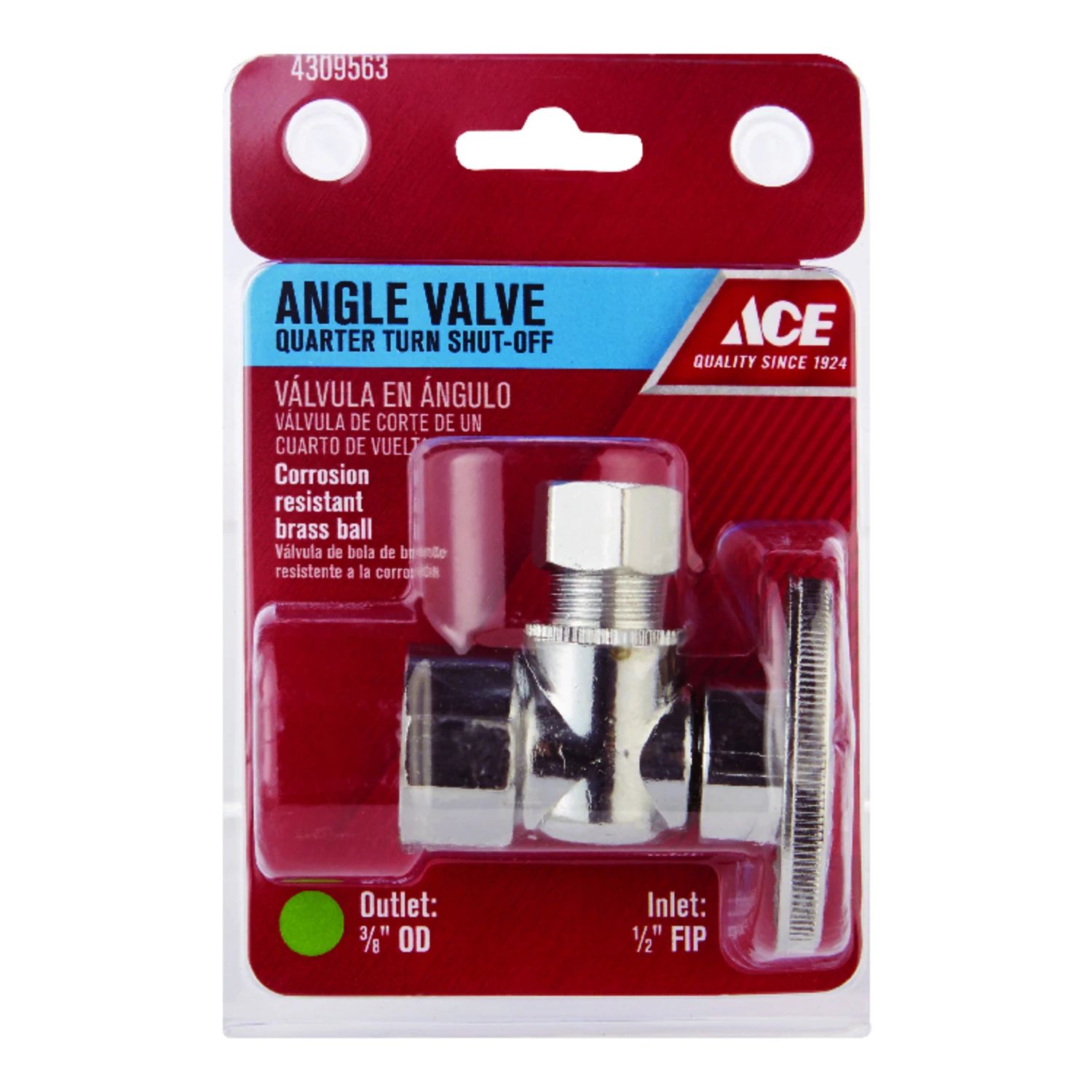 1/2 In. Fip X 3/8 In. Brass Angle Stop Valve - Model Ace2048lf