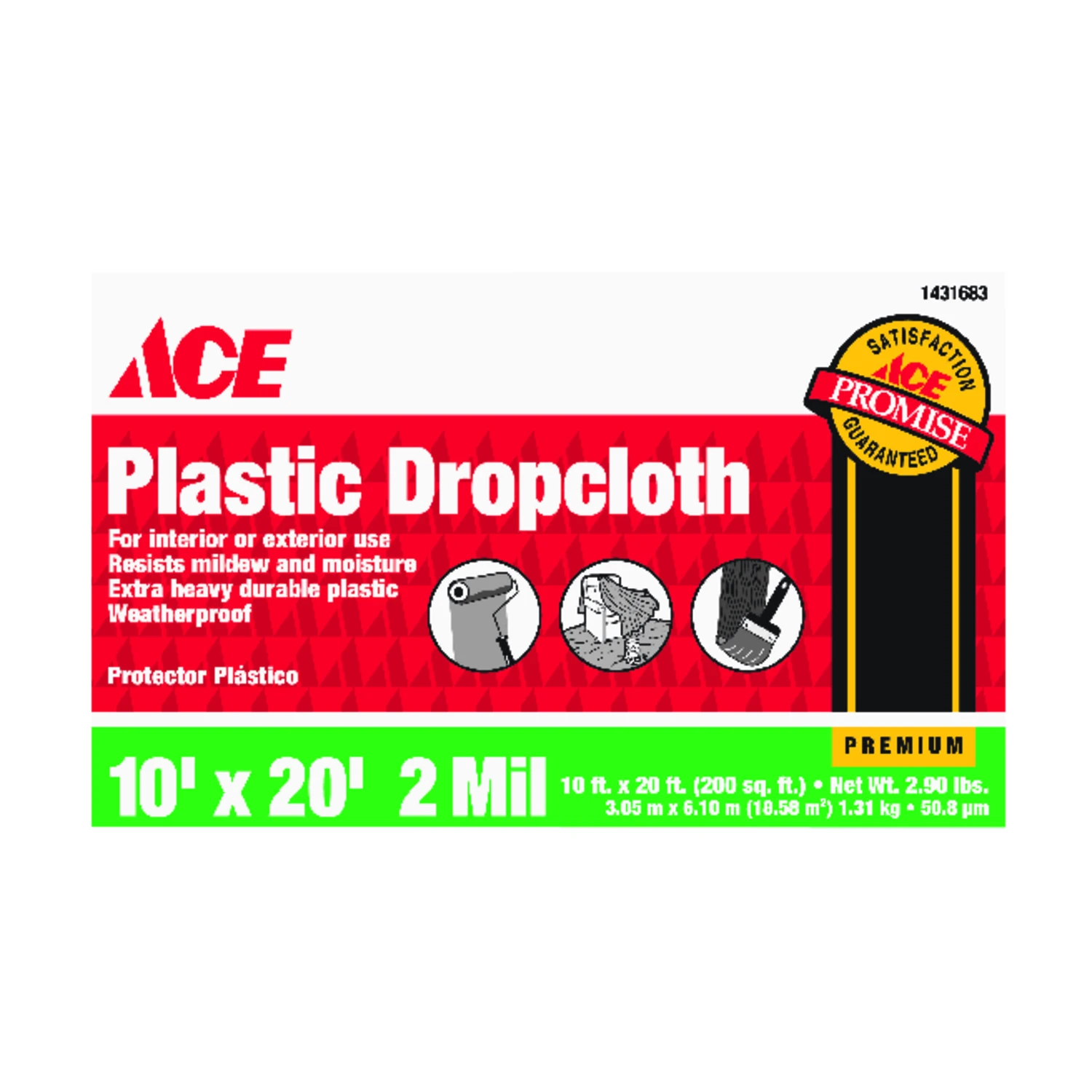 ACE Heavy Weight Plastic Drop Cloth 10 ft. W x 20 ft. L