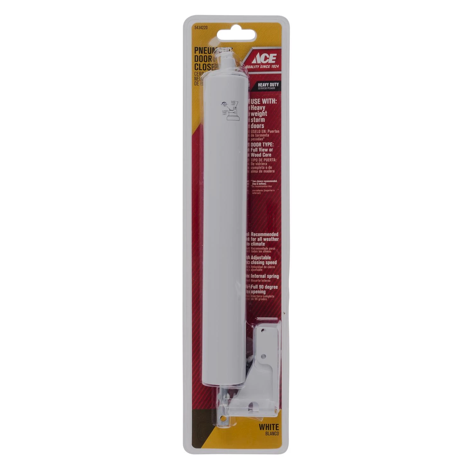 Aluminum Pneumatic Screen/storm Door Closer - Adjustable Speed, 90 Degree Opening