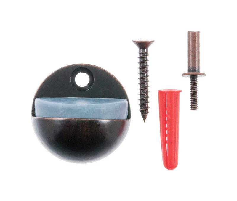 1-1/8 In. H Oil Rubbed Bronze Metal Door Stop - Floor Mount