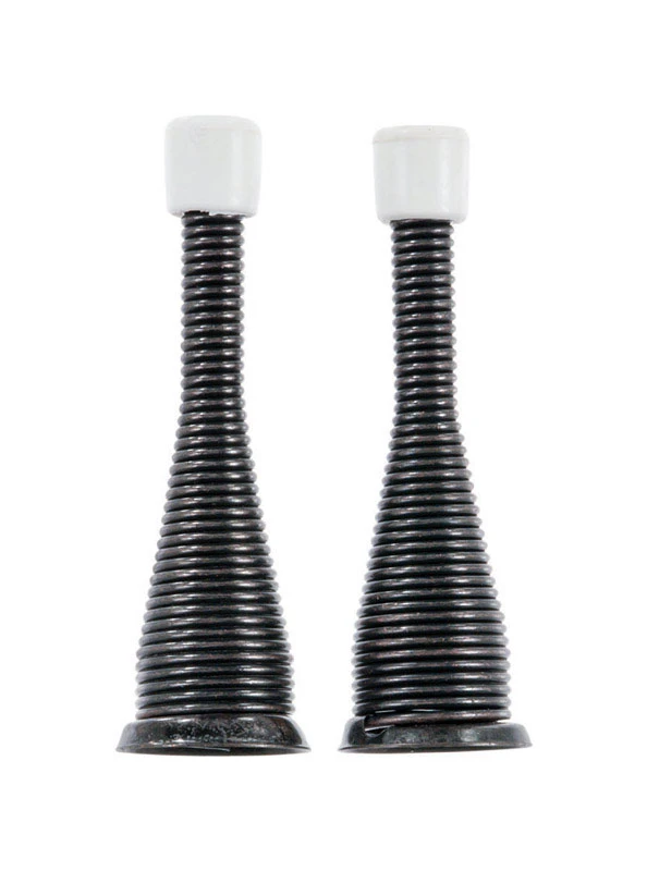 3 In. W Oil Rubbed Bronze Metal Spring Broad Base Door Stop For Wall And Door Mounting