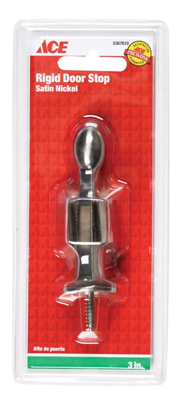 3 In. W X 1 In. H Metal Satin Nickel Rigid Door Stop With Holder