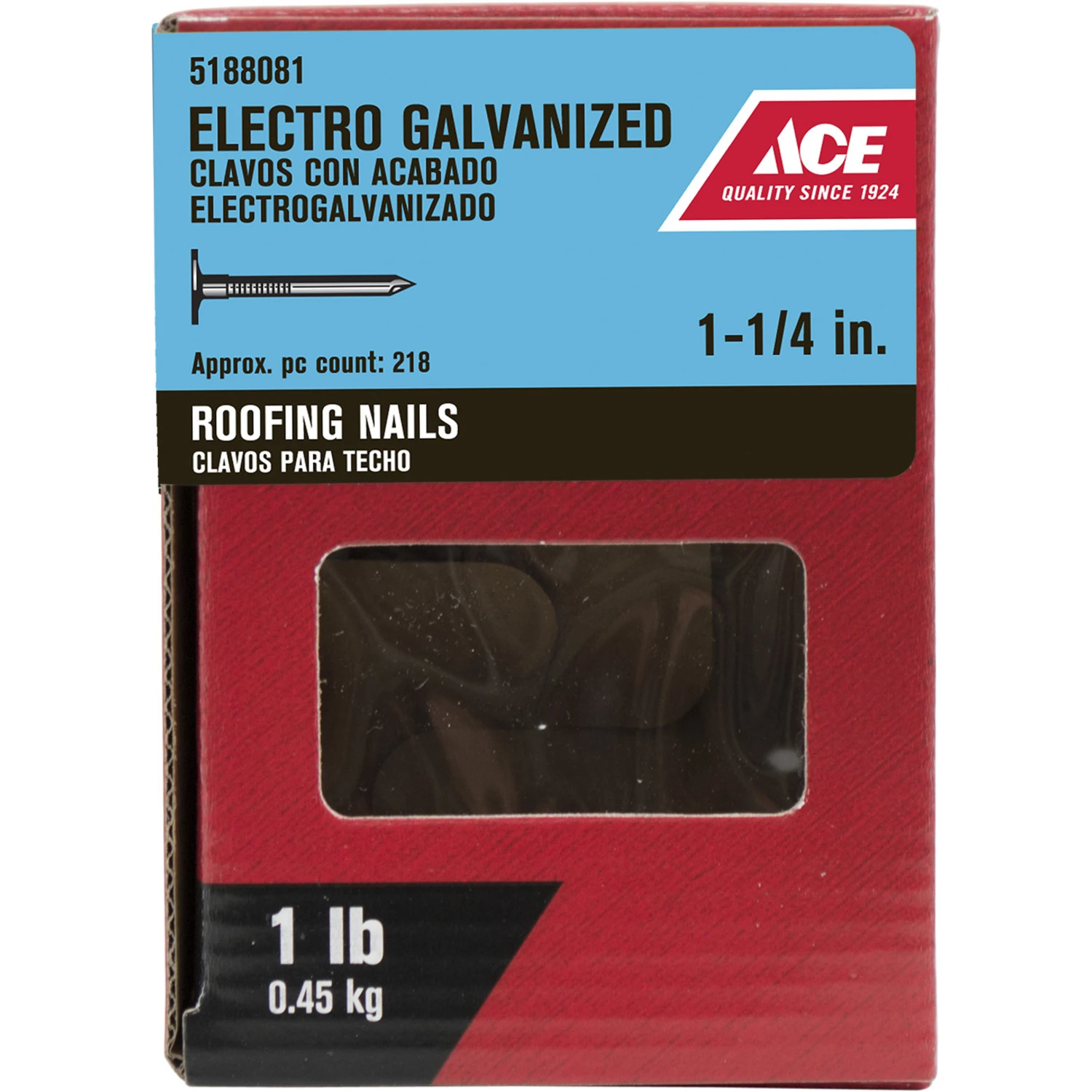 1-1/4 In. Electro-galvanized Steel Roofing Nails Large Head 1 Lb