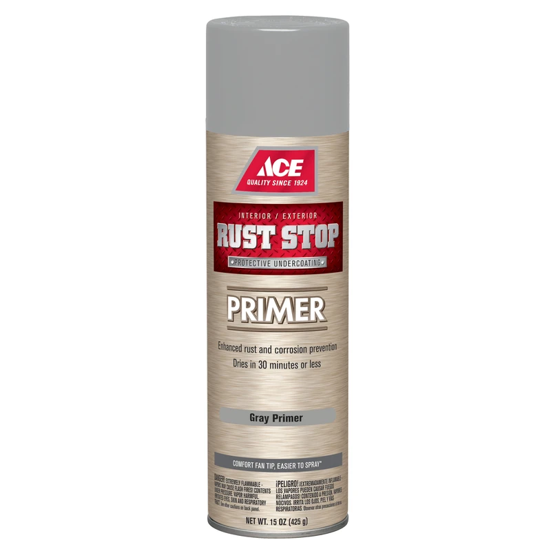 Rust Stop Gray Spray Primer 15 Oz - Protects And Seals Metal Surfaces