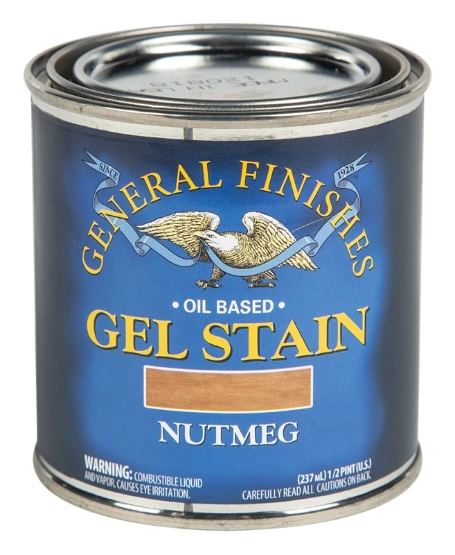 1/2 Pint General Finishes Nutmeg Gel Stain - Oil-based Heavy Bodied Interior Wood Finish