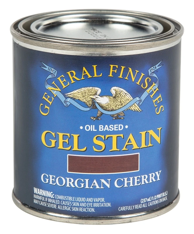 1/2 Pint General Finishes Gch Georgian Cherry Gel Topcoat Oil-based Heavy Bodied Stain