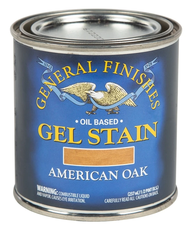 1/2 Pint General Finishes American Oak Gel Stain - Oil-based Heavy Bodied Stain
