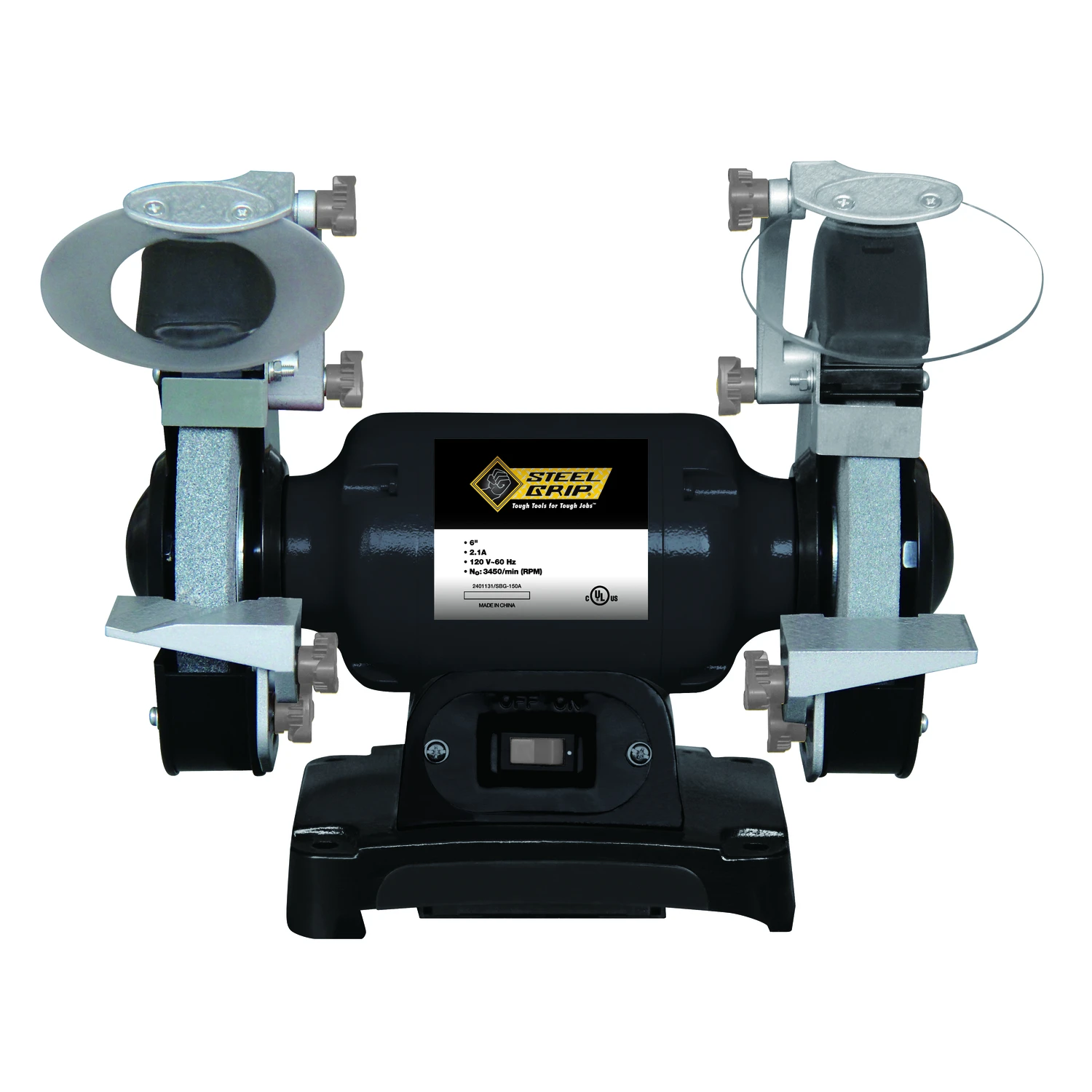Steel Grip 6 In. Bench Grinder 1/3 Hp 2.1 Amps With Led Work Lights