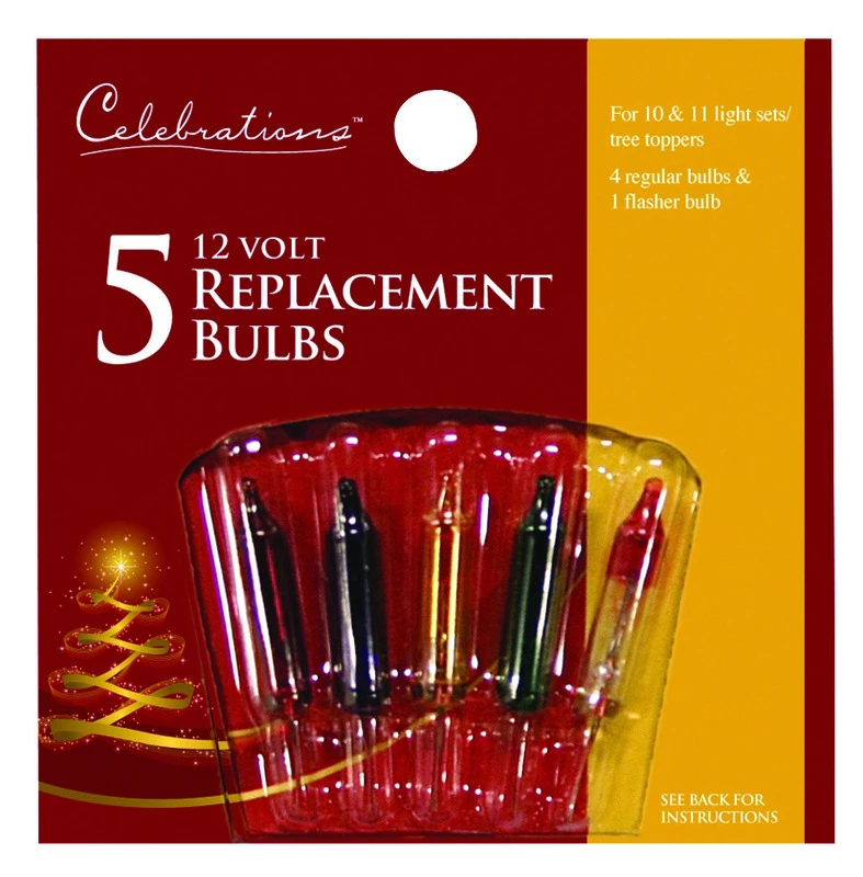 Incandescent Mini Multicolored Replacement Christmas Light Bulbs 5 Count