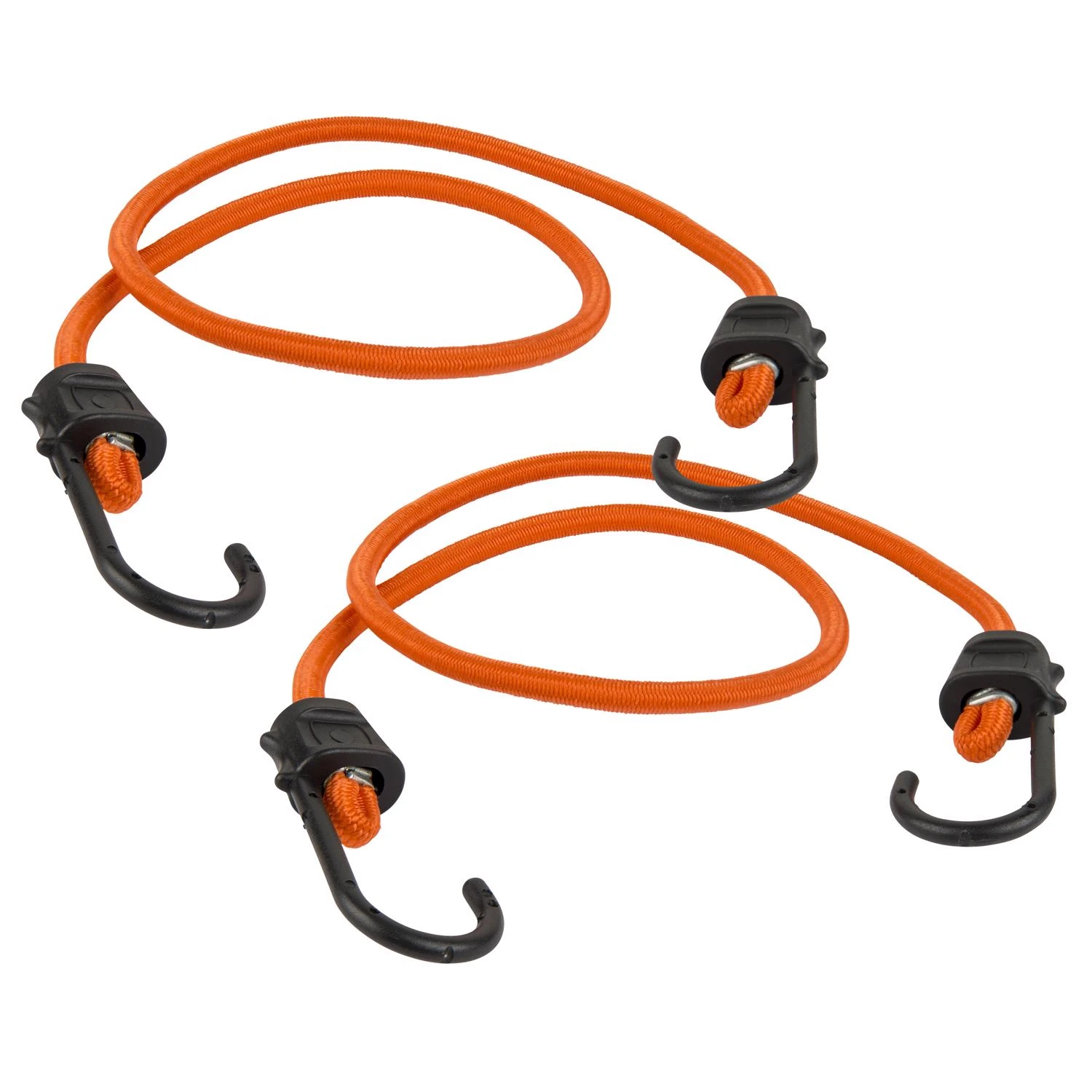 Orange & Black Bungee Cord 36 In. L X 0.315 In. 2 Pk With Steel Hooks