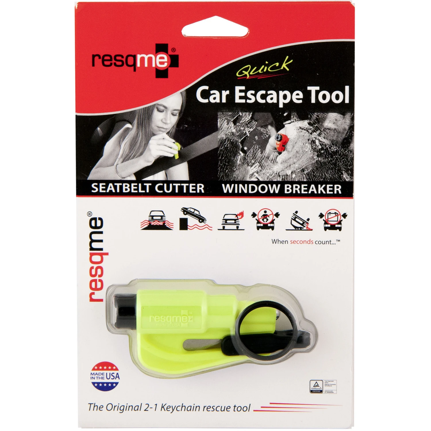 2-in-1 Car Escape Rescue Tool With Keychain Clip And Window Breaker