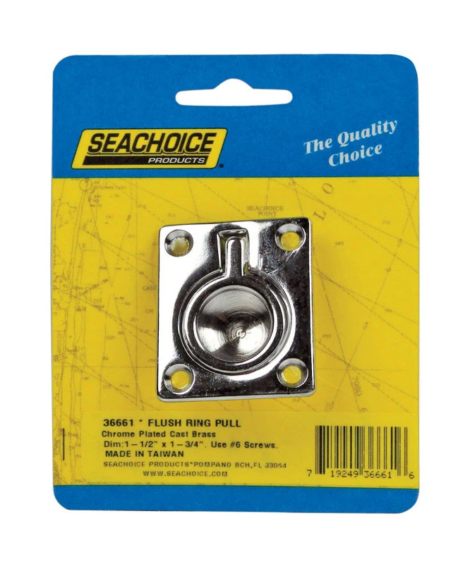 Seachoice Chrome-Plated Brass 1-1/2 in. L x 1-3/4 in. W Flush Ring Pull 1 pk